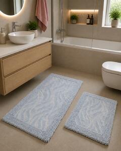 Set 2 Covorase Baie, Rombs 14 Albastru, Covor 100% Bumbac, Dimensiunea 60x100 cm