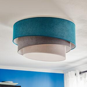 Duolla Plafonieră Pastell Trio 60cm turcoaz/gri/gri deschis, reglabil, Albastru, Camera de zi / sufragerie, Țesătură / Textil, Viața tânără