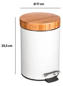 Cos de gunoi cu capac din bambus NATUREO 3L, alb