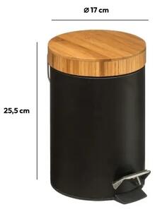 Cos de gunoi cu capac din bambus NATUREO 3L, negru