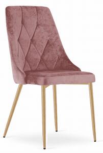 Scaun Bucatarie/Dining Teddy Picioare Finisaj Lemn, Catifea Roz