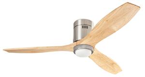 Ventilator de tavan Stem LED, lemn deschis, DC silențios, Ø 137 cm CCT
