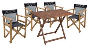 Set de gradina masa si scaune Retto 5 bucati din lemn masiv de fag culoarea nuc-negru 80x60x72cm