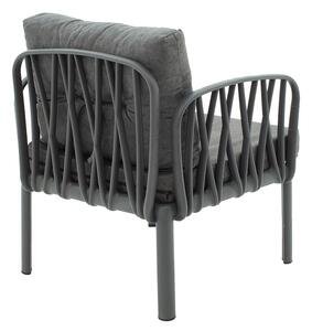 Set de gradina masa si scaune set 4 bucati model Intricate plastic antracit, gri inchis material textil antic