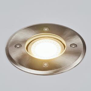 Lindby Lumină de încastrare în podea Insa, Ø11cm, oțel inoxidabil, GU10, IP67, reglabil, Metalic, Oțel inoxidabil, Modern, Corpuri de iluminat încastrate rotunde