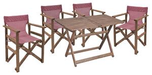 Set de gradina masa si scaune Retto 5 bucati din lemn masiv de fag culoarea nuc-rosu inchis 120x75x71cm