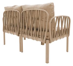 Set de gradina masa si scaune set 4 bucati model Intricate plastic culoare cappuccino, bej perna antic