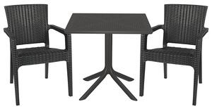 Set de gradina masa si scaune Groovy-Halcyon set 3 piese plastic gri inchis 80x80x74.5cm