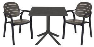 Set de gradina masa si scaune Groovy-Gentle set 3 piese plastic gri inchis 80x80x74.5cm