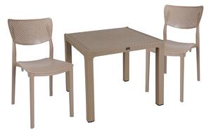 Set de gradina masa si scaune Explore, Ignite set 3 piese plastic cappuccino 90x90x73.5 cm