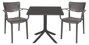 Set de gradina masa si scaune Groovy-Frontline set 3 piese plastic gri inchis 80x80x74.5cm