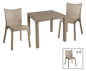 Set de gradina masa si scaune Explore, Confident set 5 piese plastic cappuccino 90x90x73.5 cm