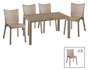 Set de gradina masa si scaune Explore, Confident set 7 piese plastic cappuccino 150x90x73.5cm