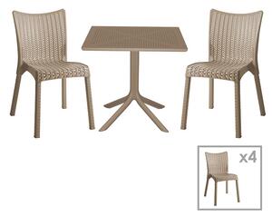 Set de gradina masa si scaune Groovy, Confident set 5 piese plastic cappuccino 80x80x74.5 cm