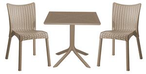 Set de gradina masa si scaune Groovy, Confident set 3 piese plastic cappuccino 80x80x74.5 cm