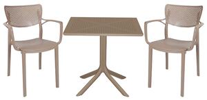 Set de gradina masa si scaune Groovy, Frontline set 3 piese plastic cappuccino 80x80x74.5cm