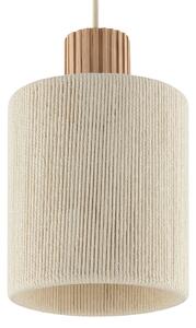 Brilliant Lampă suspendată Arlo, bej, material textil/lemn, Ø 40 cm, 3 becuri, reglabil, Bej, Camera de zi / sufragerie, Țesătură / Textil, Modern