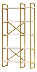Etajeră alb/auriu 87,5x175 cm Monica – Kalune Design