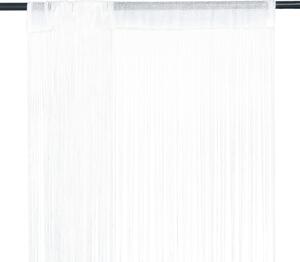 Draperii cu franjuri, 2 buc., 140 x 250 cm, alb