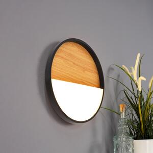 Aplică Vista LED, lemn deschis/negru, Ø 30 cm