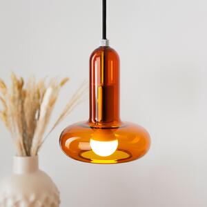 Lampă suspendată Perseus, chihlimbar, Ø 15 cm, sticlă, reglabilă