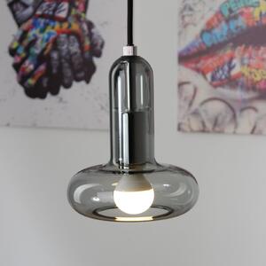 Lampă suspendată Perseus, gri fumuriu, Ø 15 cm, sticlă, reglabilă