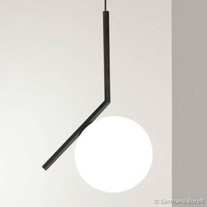 FLOS IC S1 Lampă suspendată de designer, negru Ø 20 cm, reglabil, Negru, Camera de zi / sufragerie, Sticlă, Design, glob