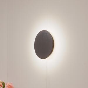Lindby Aplică de perete LED Peetu, Ø 25 cm, ardezie, dimabil, reglabil, Gri, Camera de zi / sufragerie, Piatră, Modern