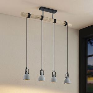 Lampă suspendată Lindby Amilia, lemn / beton, 4 becuri, 90 cm, GU10