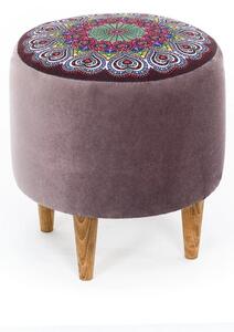 Taburet multicolor RUSTIKA, Textil, 40x42 cm, Stil Vintage, Living/Dormitor/Birou