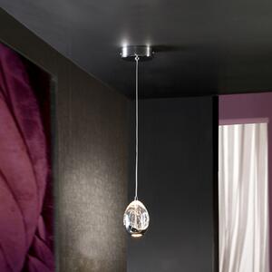 Suspensie LED Rocio, 1 lumină, metal, sticlă, crom