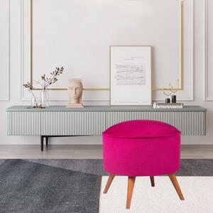 Taburet Roz fuchsia CAPRI, Stofa catifelata, 45x45x43 cm, Stil modern, Living/Dormitor/Birou