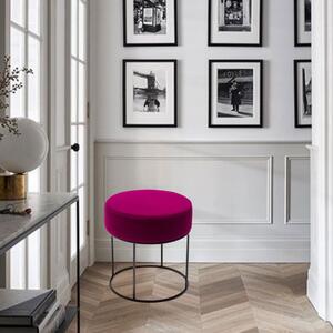 Taburet Roz/negru RAYNA, Stofa catifelata, 40x40 cm, Stil modern, Living/Dormitor/Birou