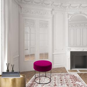 Taburet Roz/negru RAYNA, Stofa catifelata, 40x40 cm, Stil modern, Living/Dormitor/Birou