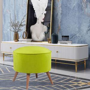 Taburet verde pistachio CAPRI, Stofa catifelata, 45x45x43 cm, Stil modern, Living/Dormitor/Birou