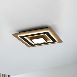 JUST LIGHT. Plafonieră LED Tola, unghiulară, 2 lumini, lemn, 3000 K