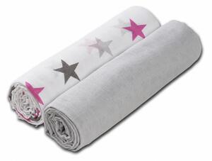Set 2 paturici muselina soft 78x78 cm Kidizi Pink Stars, 100% bumbac
