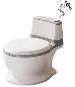 Olita muzicala interactiva cu sunete Kidizi MiniLoo gri, minitoaleta, adaptor moale din spuma PU, capac rabatabil, vas colector detasabil, suport hartie
