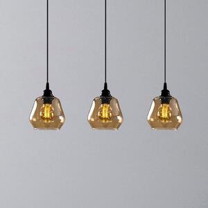 Lampă suspendată Gold 032, aur-transparent, sticlă 3 becuri