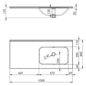 Elita Skappa lavoar 100.8x46 cm dreptunghiular mobilier-cu blat alb luciu RE041002068060