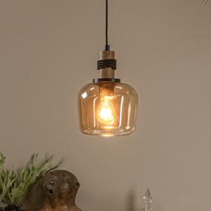 Lampă suspendată Ilona, sticlă, Ø 18 cm, negru/ambră, 1 bec