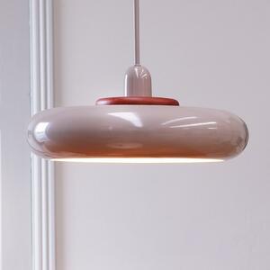 Dyberg Larsen Lampă suspendată Planet, alb lăptos, Ø 40 cm, metal, reglabil, Alb, Camera de zi / sufragerie, Metal, Design