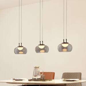 Lucande lampă suspendată LED Dain, 3 becuri, gri fum, sticlă