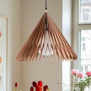 ALDEX Lampă suspendată Nature Sun sticlă XL, conic, Ø 48 cm, lemn, reglabil, Lemn, Camera de zi / sufragerie, Lemn, Scandinavă