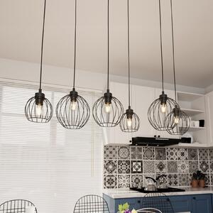 Lampă suspendată Nando, 6 becuri, 125 cm, negru, metal, E27