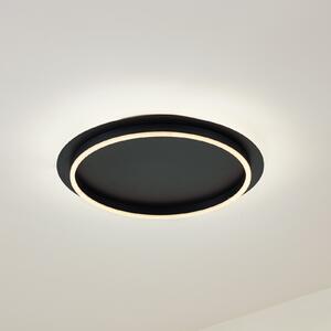Lindby LED plafonieră LED Kunis, negru, plastic, Ø 46 cm