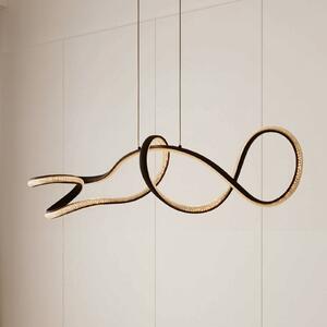 Lucande lampă suspendată LED Rodado, negru, 110 cm, aluminiu, Negru, Camera de zi / sufragerie, Metal, Modern