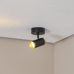 Spot de plafon Lume, negru / culoarea alamei, înălțime 15 cm, fier
