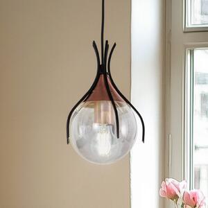 Avonni Lampă suspendată Sinka, gri fumuriu/negru, Ø 13 cm, sticlă/metal, reglabil, Gri, Camera de zi / sufragerie, Metal, glob
