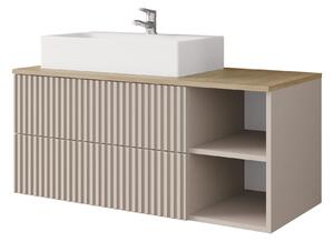 Cabinet atârnat pentru baie Nauta, Stejar Cremona, Cașmir, PAL laminat, MDF, 45x100x45cm, 31 kg